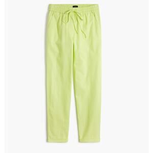 J.Crew 18 Linen Cotton Pull-On Pants Neon Yellow Elastic Waist NWT
